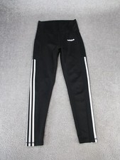 Adidas Leggings Womens Small Climalite Black White Stripes 26"