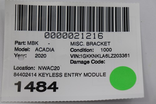 KEYLESS ENTRY CONTROL MODULE MOUNT BRACKET OEM 84402414 GMC ACADIA 2017 - 2023 - Picture 10 of 10