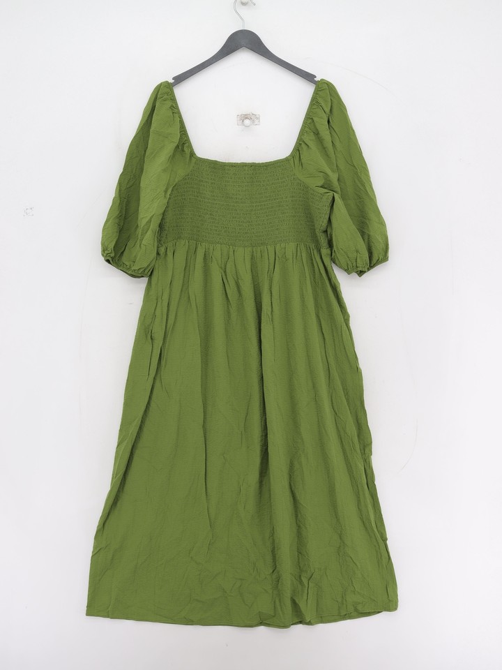 Nobody's Child Women's Maxi Dress UK 16 Green Cotton with Elastane