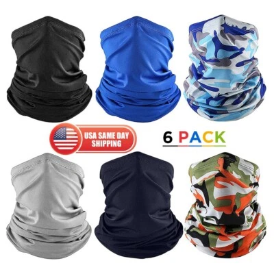HUHOU 6x Winter Face Mask Sun Shield Neck Gaiter Cover Balaclava Bandana Men Women Kid