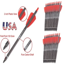 12/24Pcs 7.5" Crossbow Bolts Carbon Shaft Arrows 2"Vanes for Cobra System R9 NEW