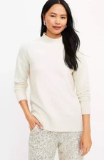 Anne Taylor Loft Women  s Long Sleeve Mock Neck Sweater Ivory Small Partial Tags