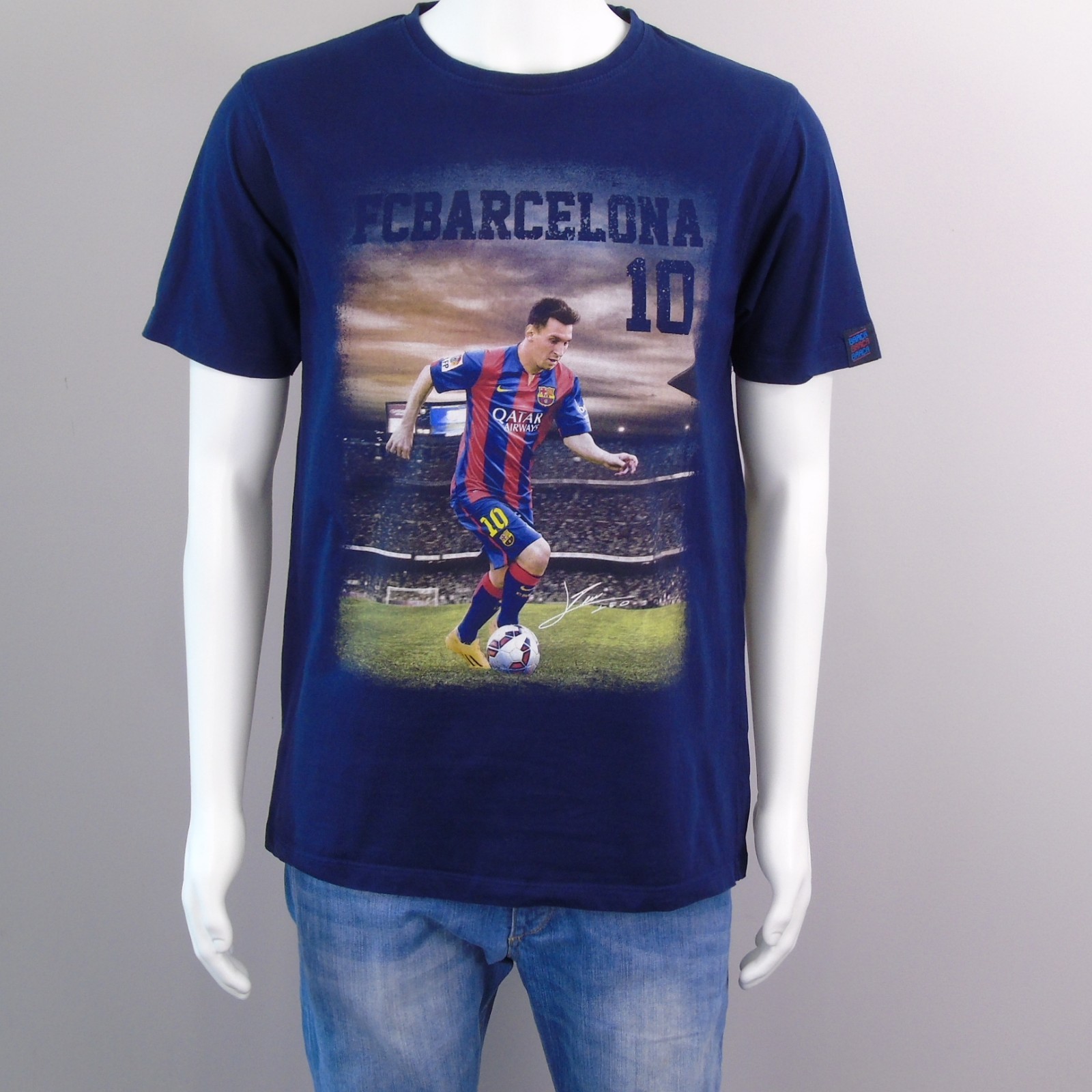 Barcelona Argentina Soccer Messi T Shirt Mens Size Large Qatar Airway
