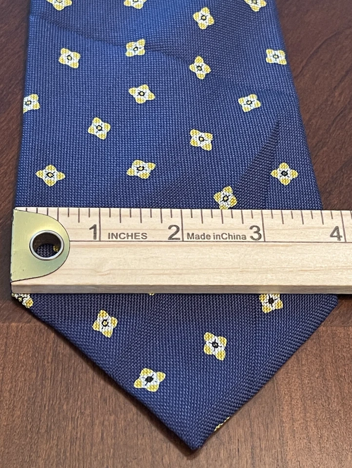 Corbata Chaps Ralph Lauren azul dorado 100 % seda para hombre hecha en EE. UU. Foto 4 de 4