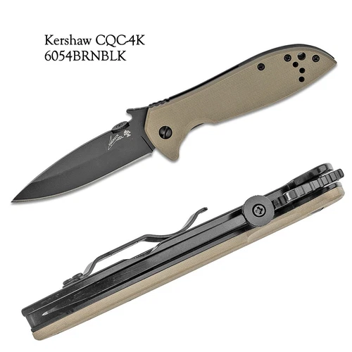 New KERSHAW Emerson 6054BRNBLK CQC-4K  Reversible Frame Lock Folding Knife