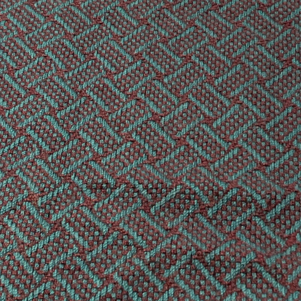 60's Vtg PENDLETON Woven Fringe Throw Blanket 100% WOOL Aqua Blue Wine 67x53 HTF - Image 3 of 4