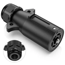 RV 7 Pin Trailer Plug Detachable 7 Way Round RV-Style Trailer Side Connector