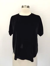 New Madewell Velvet Tulip-hem Top Blouse True Black Sz XXS G8192