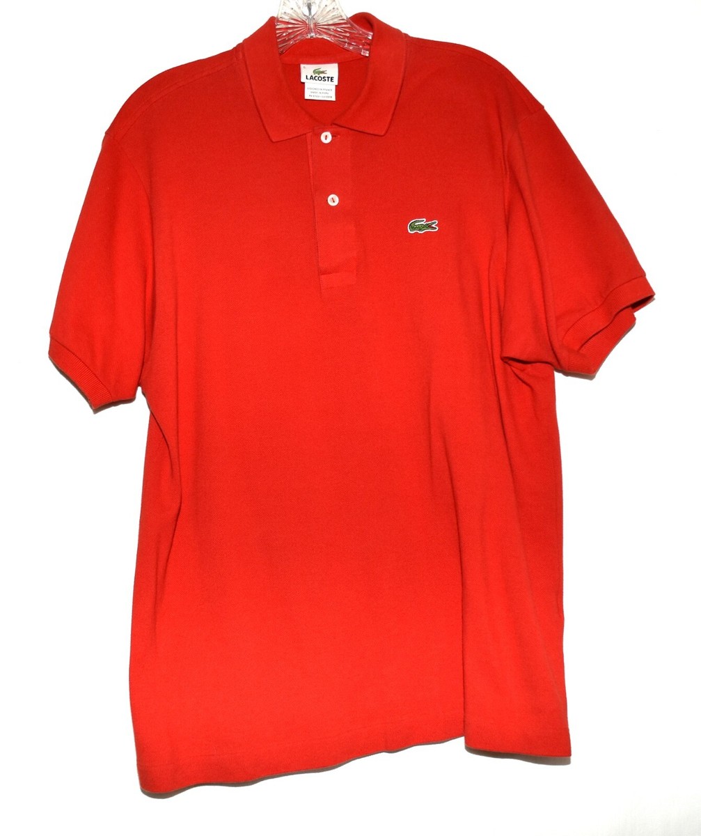 Lacoste Mens 5 Classic Fit Big Croc Logo Red Cotton Polo Shirt