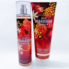 2-SET Bath Body Works WILD MADAGASCAR VANILLA Body Spray Mist Body Cream NEW