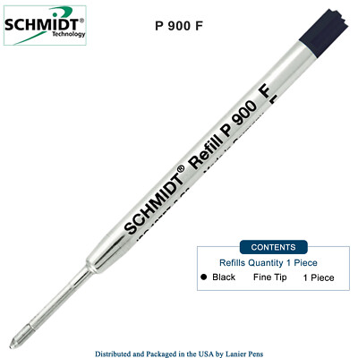 1 X - Schmidt P900 F Parker Style Ballpoint Pen Refill - Black, Fine Point 0.6mm