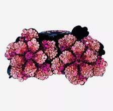 USA HANDMADE LARGE FLOWER HAIR CLAW JAW CLIP made with SWAROVSKI CRYSTAL Pink