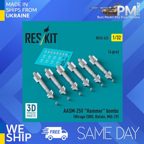 Reskit RS32-0422 1/32 AASM-250 "Marteau" bombes 6 pièces Mirage 2000, Rafale, MiG-29 - Photo 1/3