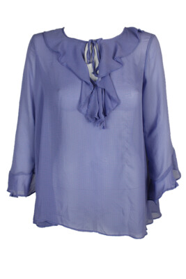 Max Studio London Blau Gerüscht Glockenärmel TOP XS