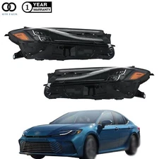 Double Lens Headlights LED Black For Toyota Camry XSE XLE 2025 Right+Left Lamps