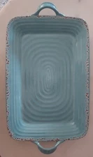 Tommy Bahama Aqua Crackle Melamine Lg Serving Tray Platter w Handles 18"x12"