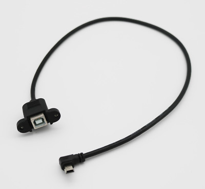 USB 2.0 B Female Panel Mount To Mini 5 Pin Male Right Angle Extension Cable 50cm