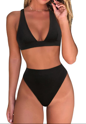 Fatty Tiger Womens High Waisted Thong Bikini Sets Sexy Brazilian Triangle Size S