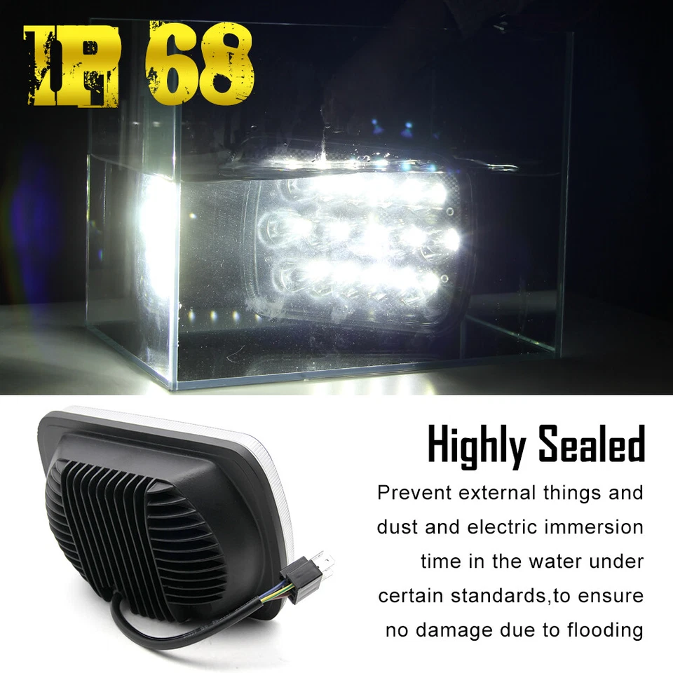 For Freightliner MT-35 MT-45 MT-55 Stepvan DOT 5x7" LED Headlight Hi Lo Beam DRL - Image 4 of 4