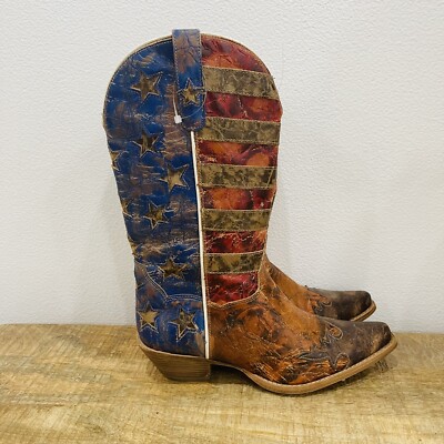 Dan Post Stars & Stripes Western Boot Brown Womens Size 8.5 M New American Flag