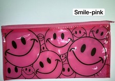 2 PCS Smiley Pencil Pen Case Zipper Pouch Cosmetic Bag Waterproof, PINK, 1411