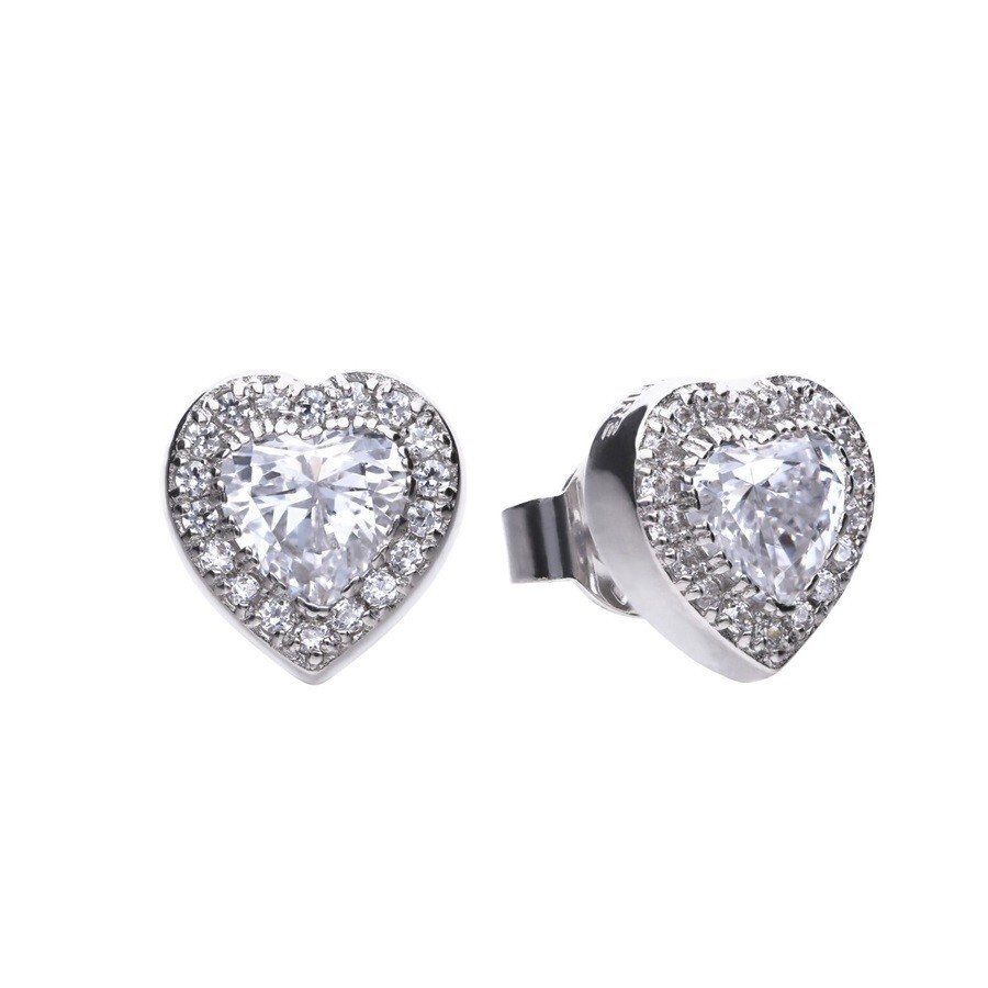 Diamonfire Heart Earrings E5589 - Sterling Silver Heart Shaped Zirconia Studs