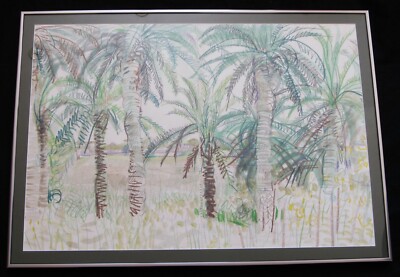 superb orientalist pastel'' by Ogihara Hiroaki palm grove near algiers Algeria