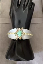 100% Authentic Alexis Bittar Desert Jasmine, Lucite, Crystal Hinge Bracelet $375