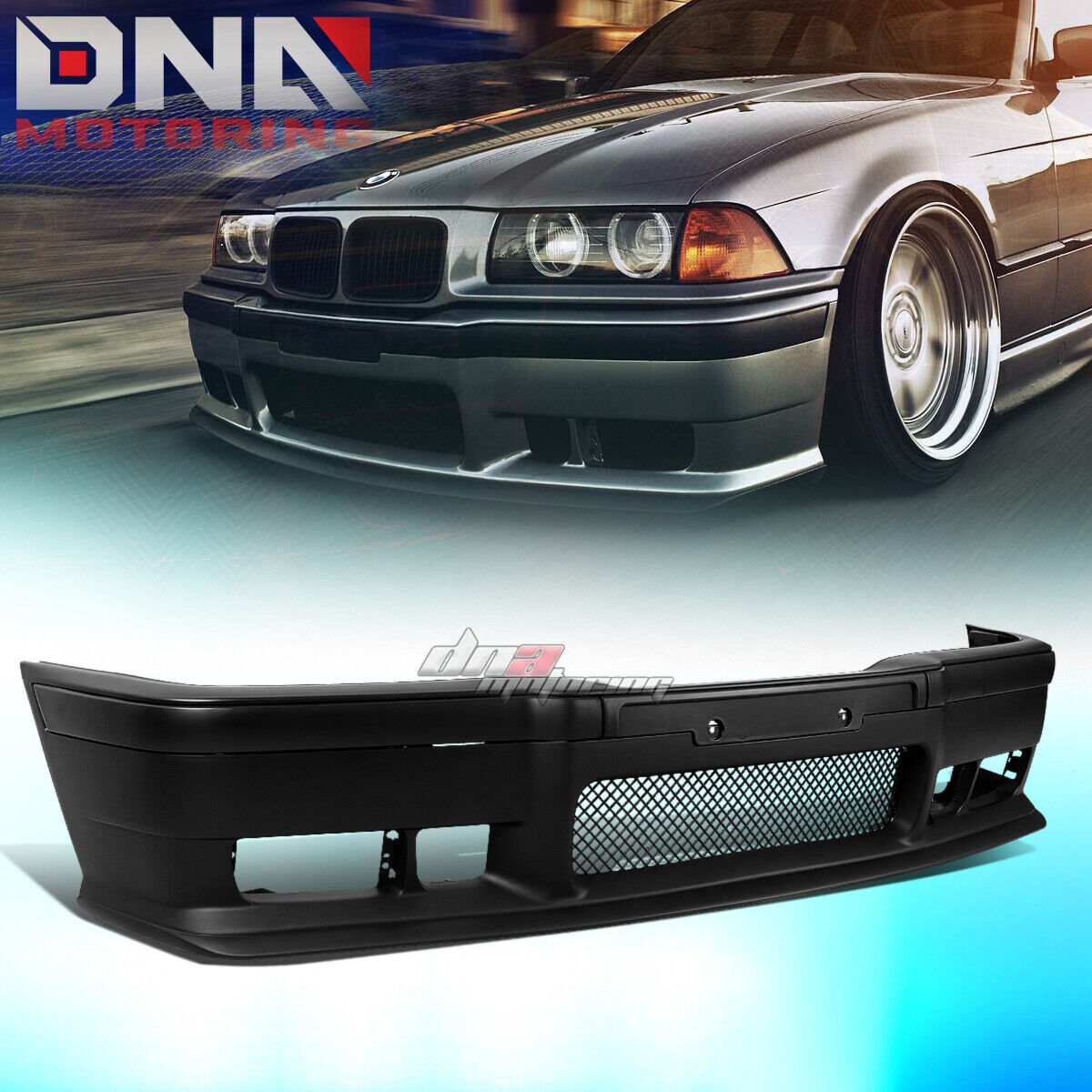 FOR 92-98 BMW E36 3SERIES 1PC M3 STYLE ABS FRONT BUMPER COVER BODY KIT+GRILLE
