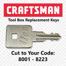 Craftsman Tool Box Replacement Key Cut To Your Code 8001 - 8223 Craftsman Tool Box Replacement Key Cut To Your Code 8001 - 8223