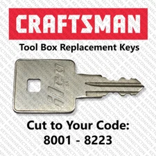 Craftsman Tool box Replacement Key Cut to Your Code 8001 - 8223