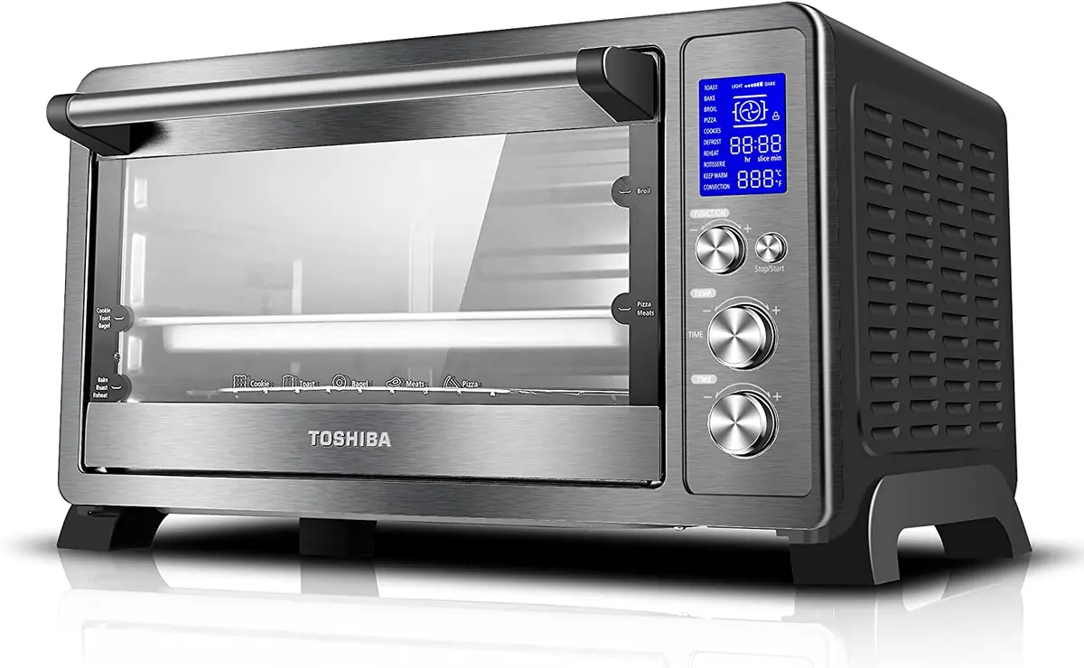 TOSHIBA AC25CEW-BS Large 6-Slice Convection Toaster Oven Countertop,  10-In-One w