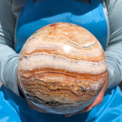 7.39LB Natural Striped Agate Ball Quartz Crystal Sphere reiki healing