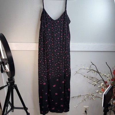 The Nines By Hatch Maternity Black Dress Pink Ditsy Floral XL Boho Office Travel