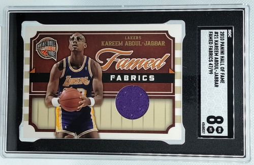 /99 Kareem Abdul-Jabbar Patch SGC 8 2010 HALL OF FAME Famed Fabrics Game Worn