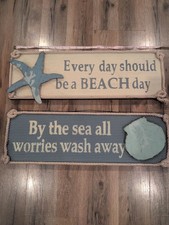 2 Coastal Beach Decor Signs Nautical Ocean Tropical Wall Hangings Indoor Outdoor