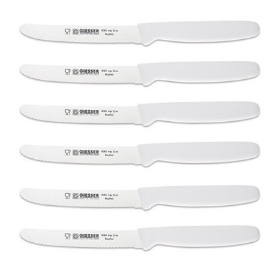 6er Set Giesser Messer Tomatenmesser Brötchenmesser Universalmesser weiß 11cm