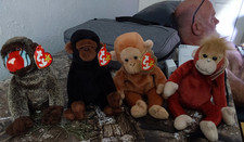 Ty Beanie Babies Retired Monkey Plush Lot 4 Pieces Ages 3-7 Years 3-4 4-7