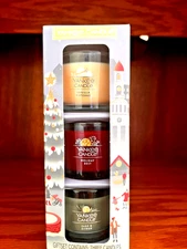 Yankee Candle ~ CHRISTMAS HOLIDAY BOX ~ 3 Candles (1.3 oz ea.) NEW IN BOX