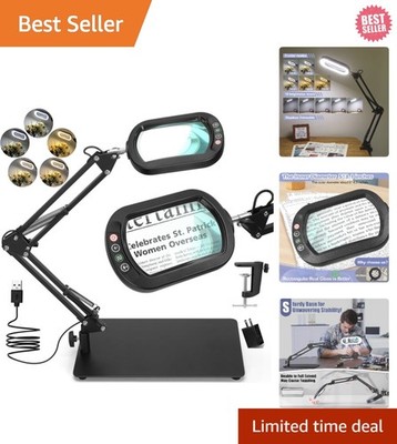 Dimmable 10X Magnifier Lamp with USB Power and Clamp - Perfect for Reading Tasks
