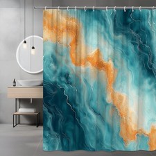 Abstract Blue and Orange Shower Curtain