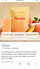 beam Glow Women's Supplement Powder-  Hydration Peach Mango(30 servings per bag)