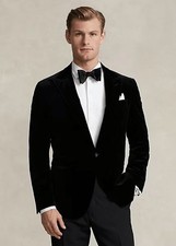 Polo Ralph Lauren Black Velvet Tailored Fit Jacket Size 42R, New With Tags