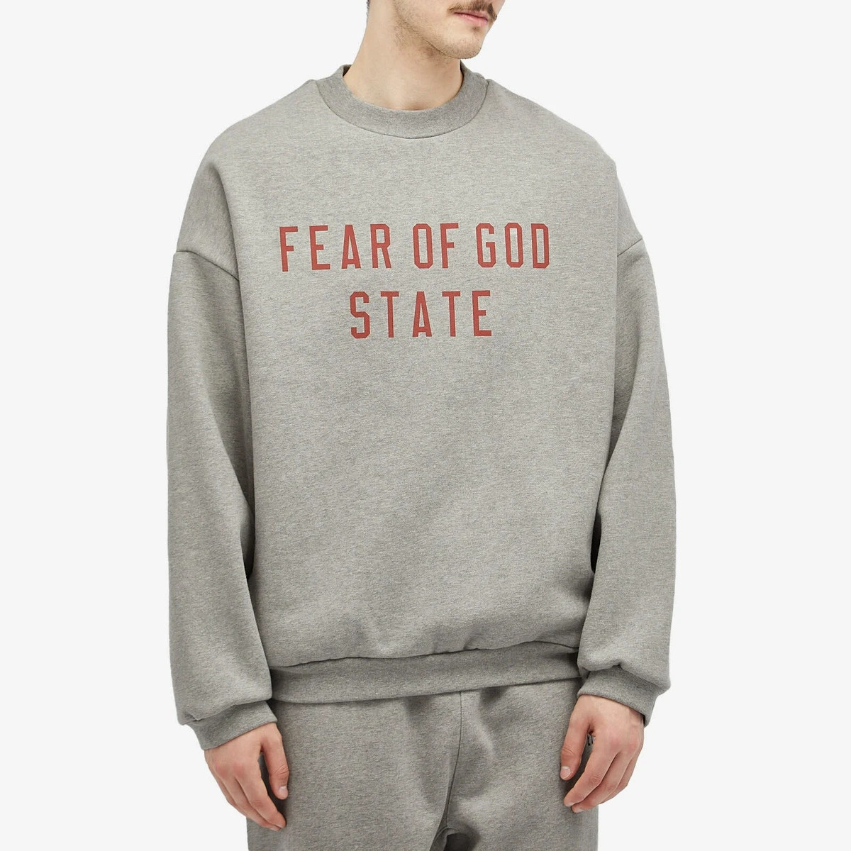 Essentials Fear of God State Sweatshirt Fleece Crew Neck Heather Oatmeal Medium