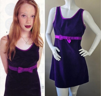 90's Delia's ''Audrey Dress'' By Planet Claire Large Purple Velveteen Satin...