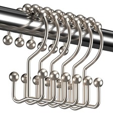 Shower Curtain Hooks Rings, Rust Resistant Metal Double Glide Shower Hooks Ri...