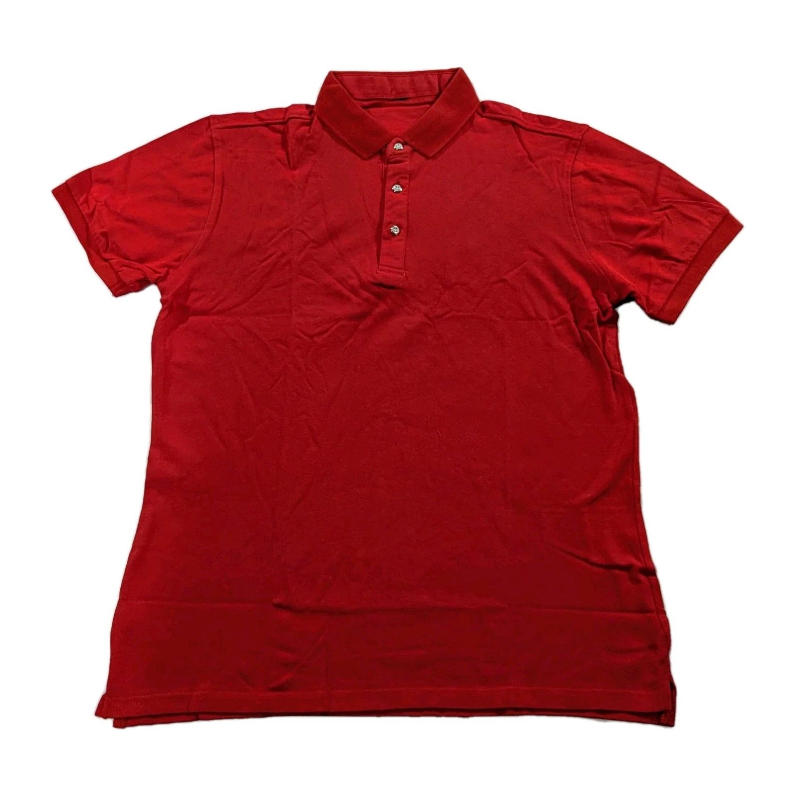 Men's Muscle Shirt Quick Dry Short Sleeve Workout Tee Casual Polo Henley Red M