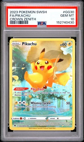 2023 POKEMON SWORD & SHIELD CROWN ZENITH #GG30 FULL ART/PIKACHU PSA 10