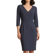 MICHAEL KORS COLLECTION MADE IN ITALY Navy Wool Sheath Dress Tailored Size 0
