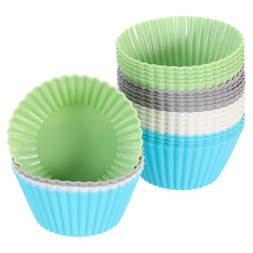 24 Stück Silikon Cupcake Backformen, 2,8" Antihaft Muffins Liner 4 Farben - Bild 1 von 8